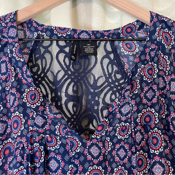 New Directions Boho Bandanna Print Blouse - Picture 5 of 11